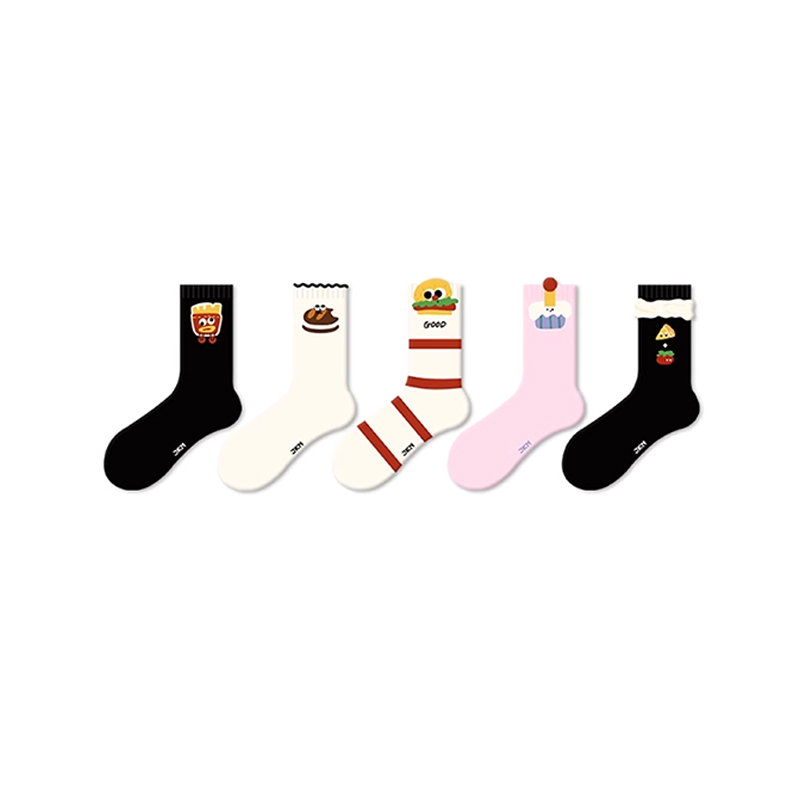 Lindos calcetines de mujer con dibujos animados y estampado alimentario