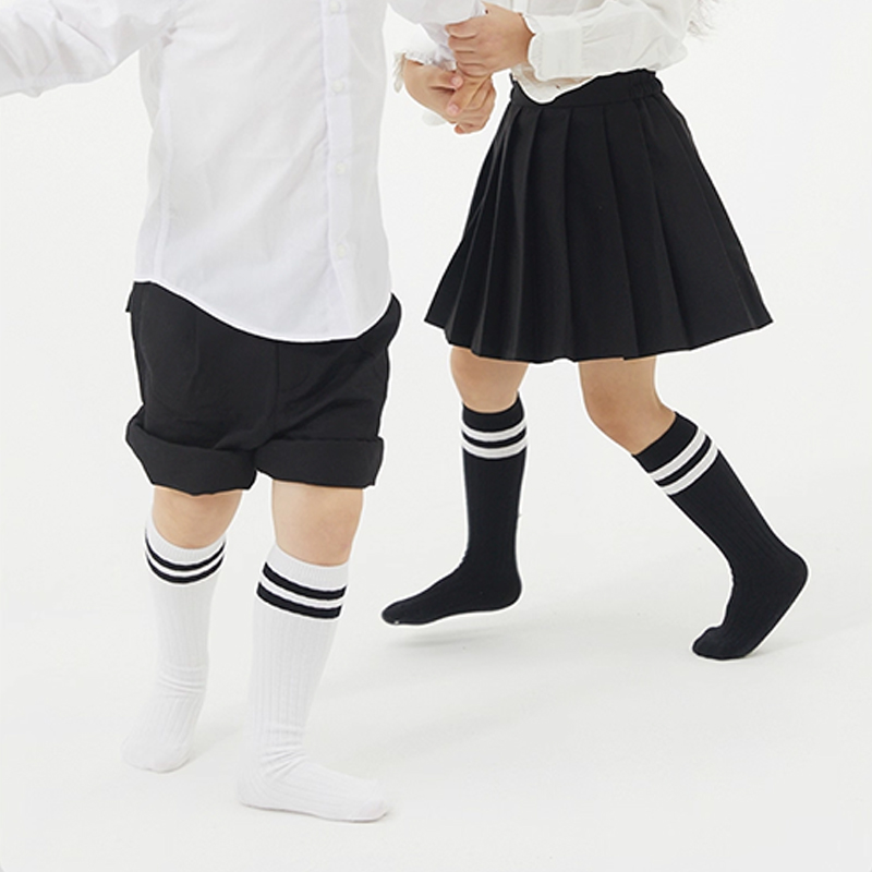 Calcetines de fútbol para niños con rayas y puño alto elástico de malla transpirable