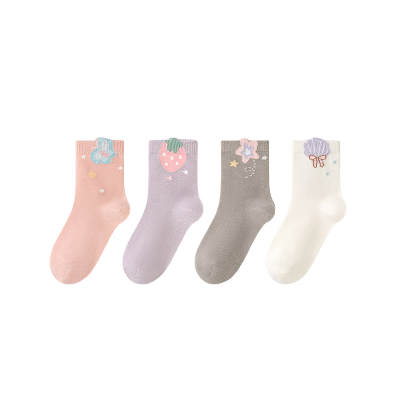 Calcetines de algodón con estampado de frutas para niños sin fluorescentes