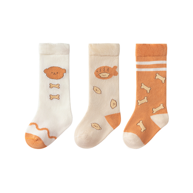 Calcetines suaves con estampado de oso bebé sin costuras de algodón de alto elástico