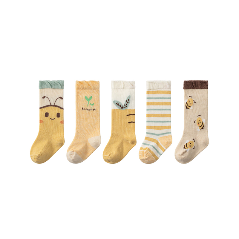 Medias de bebé gruesas y cálidas con patrón de abeja