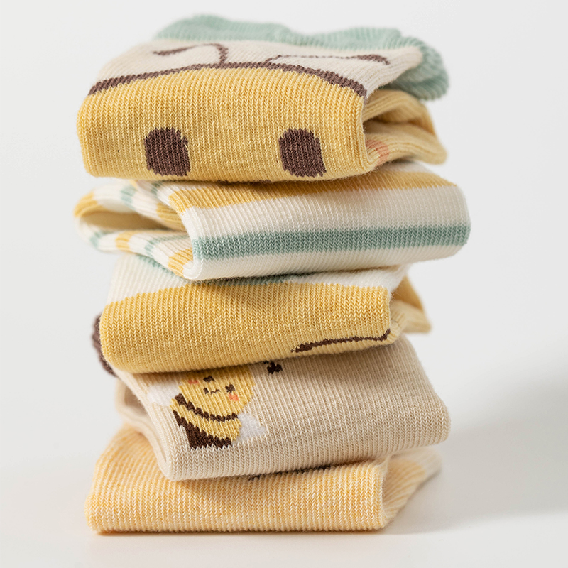 Medias de bebé gruesas y cálidas con patrón de abeja