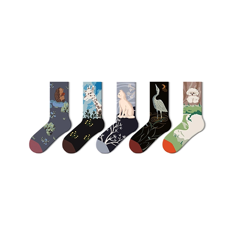 Calcetines con estampado de mujer con temática de animales adultos