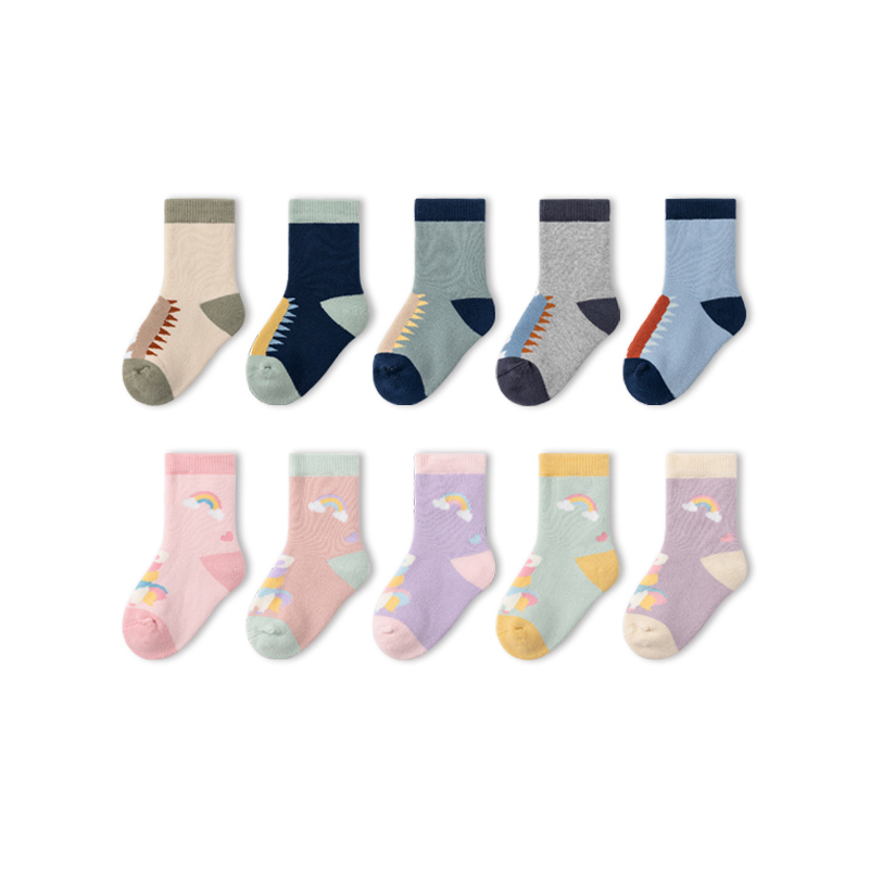 Calcetines de rizo grueso de algodón para niños con patrones divertidos, saludables y antibacterianos