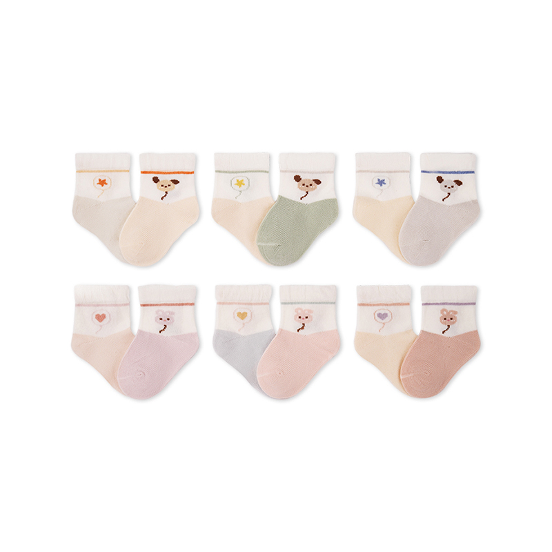 Calcetines unisex de dibujos animados con forma de parche transpirable para bebés y animales