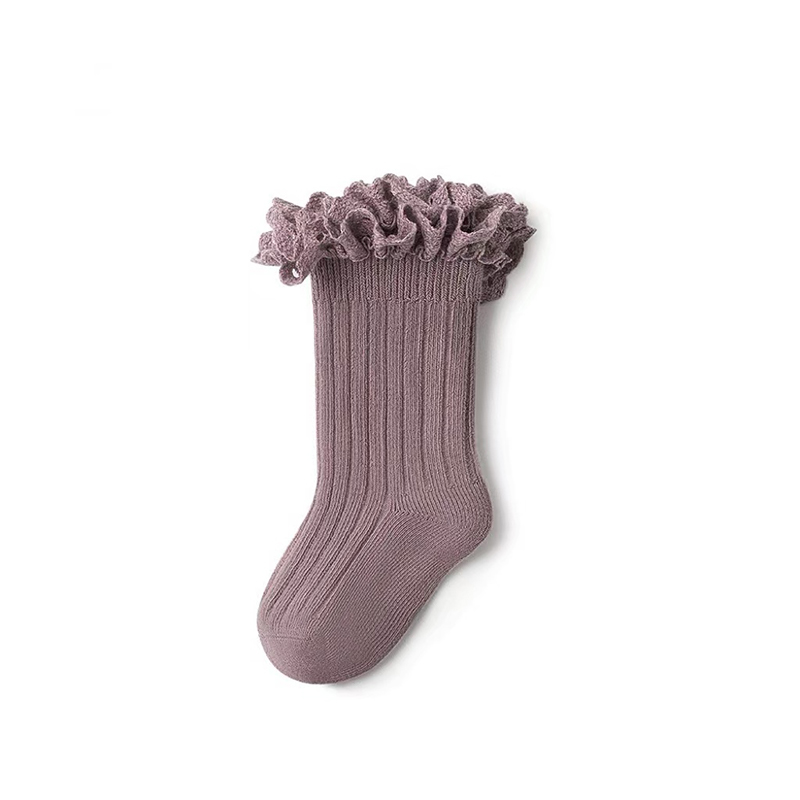 Paquete de 6 calcetines con volantes y volantes para bebé niña de algodón acanalado